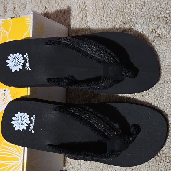 Yellow Box Black Braided Sandals - Picture 1 of 5